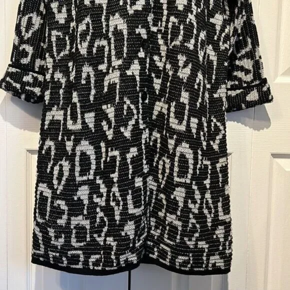 Olsen Europe Black White Patterned Cardigan Size M  10  - Picture 3 of 14